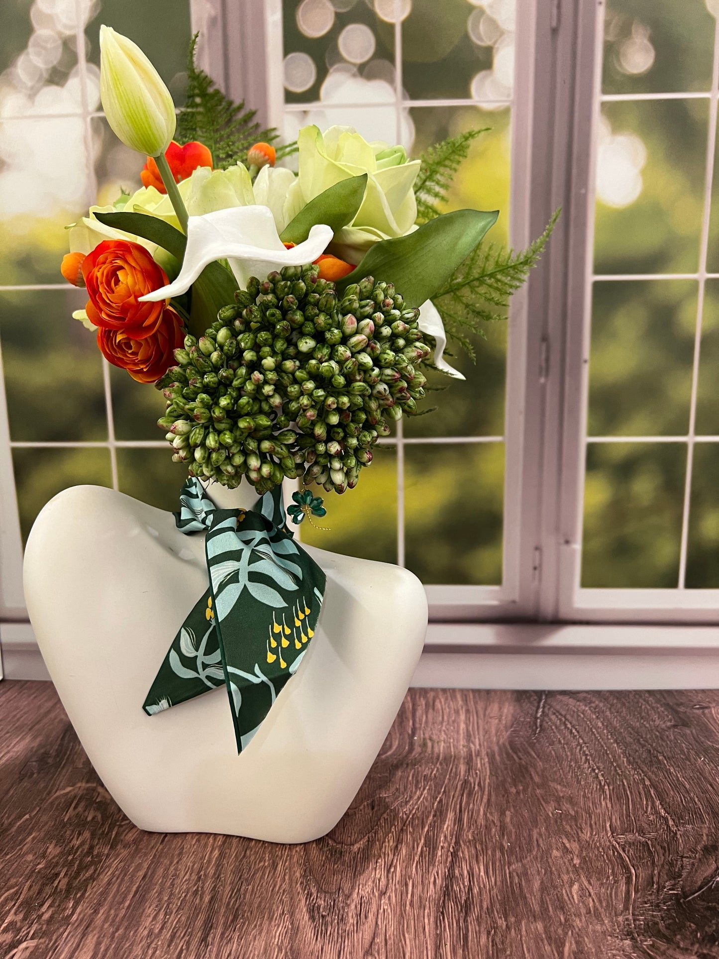 Sagittarius gift. Artificial floral arrangement. Ceramic centerpiece with faux florals. Faux Floral arrangement for home decor. Fall decor.