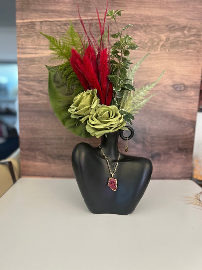 Sagittarius gift. Artificial floral arrangement. Ceramic centerpiece with faux florals. Faux Floral arrangement for home decor. Fall decor.
