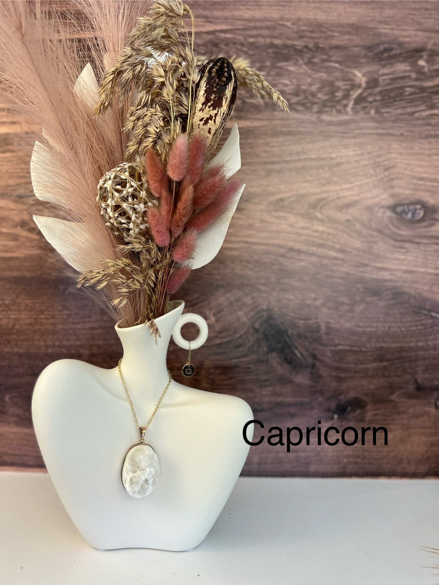 Capricorn gift. Artificial floral arrangement. Ceramic centerpiece with faux florals. Faux Floral arrangement for home decor. Fall decor.